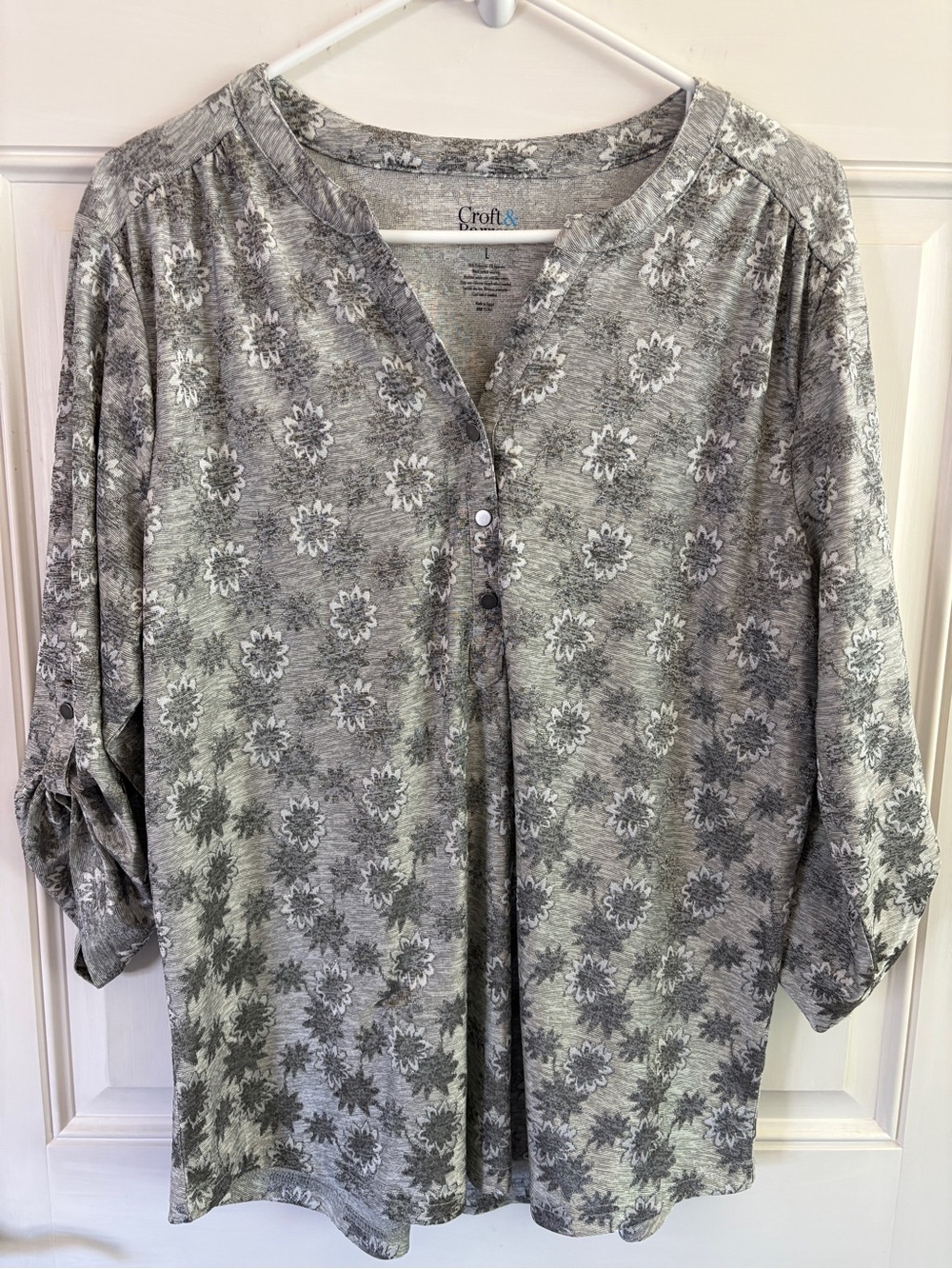 croft & barrow Heather Gray Floral Henley Tunic